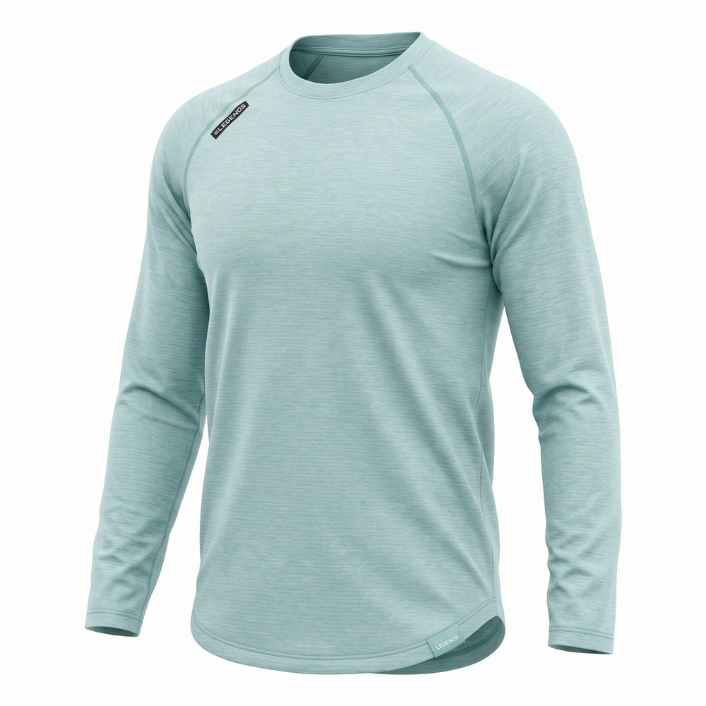Legends Dash Long Sleeve Tee Mens Large Light Blue Heathered Raglan Training Top